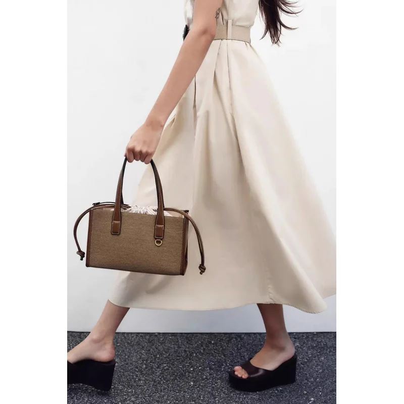 

Women's Fashion Canvas Tote Shopping Bag，Multifunctional Shoulder Bag，Fashion Color Block Design，Travel Tote Bag