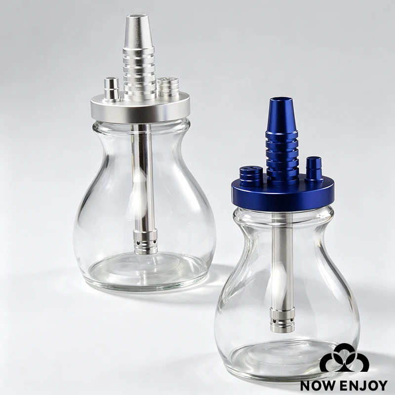 NOW ENJOY Glass Hookah Small Travel Shisha Pipe Chicha Narguie Pipa with Hookah Bag Hose Metal Spring Tongs Smoke Accessories