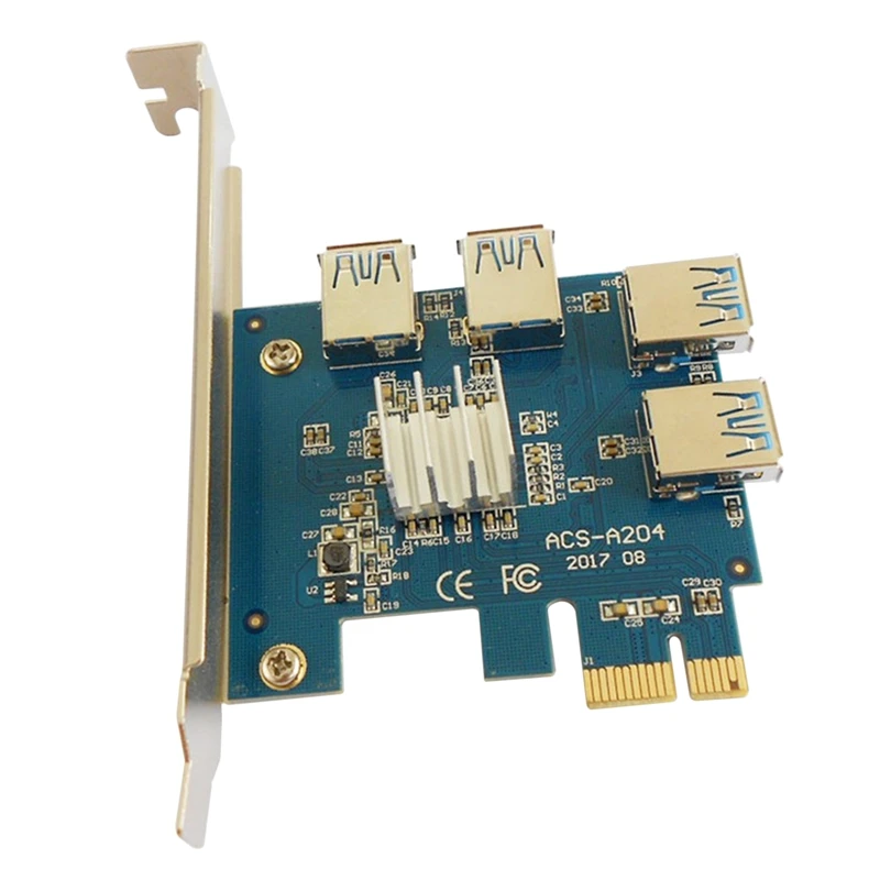 

NEW-PCIE Riser Card 1 To 4 1X To 16X USB3.0 Slot Expansion Card Multiplier Hub Adapter For Bitcoin Mining Miner BTC Devices