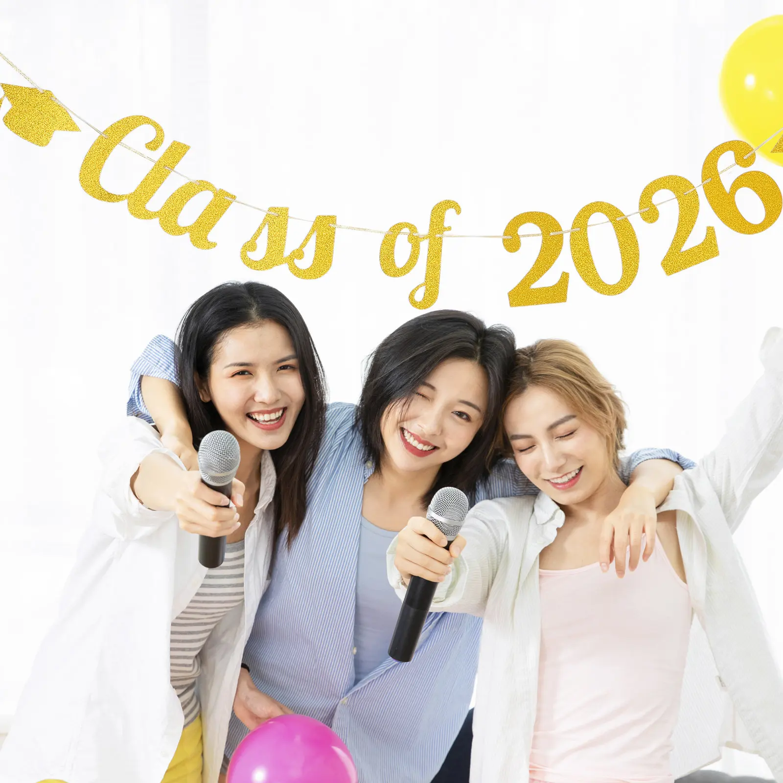Class of 2026 Graduation Banner Glitter Garland Congratulation Graduation Party Supplies Senior College High School Home Car