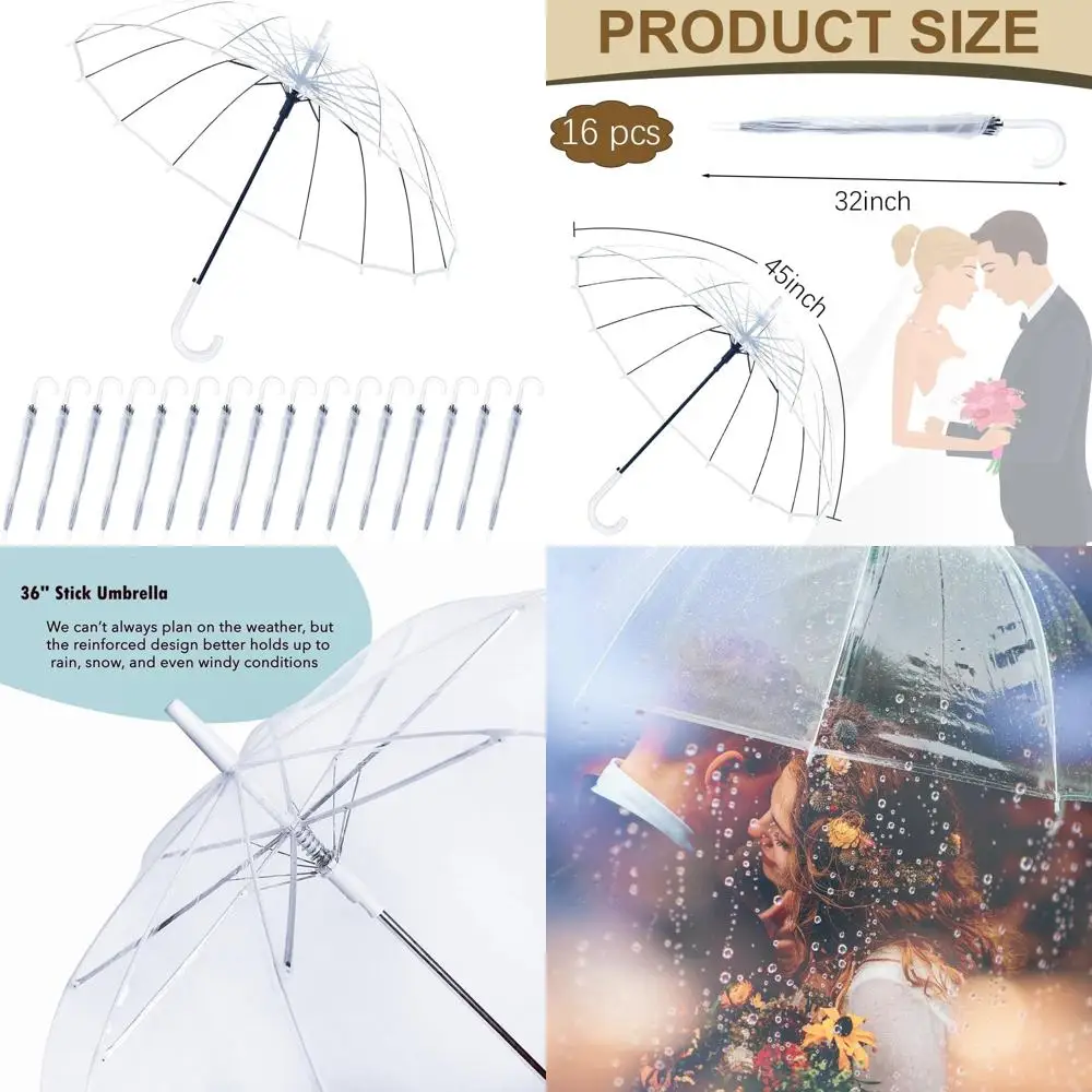 

Large Windproof Bubble Stick Umbrellas for Weddings - J Hook Handle, Ideal Gift for Bride and Groom