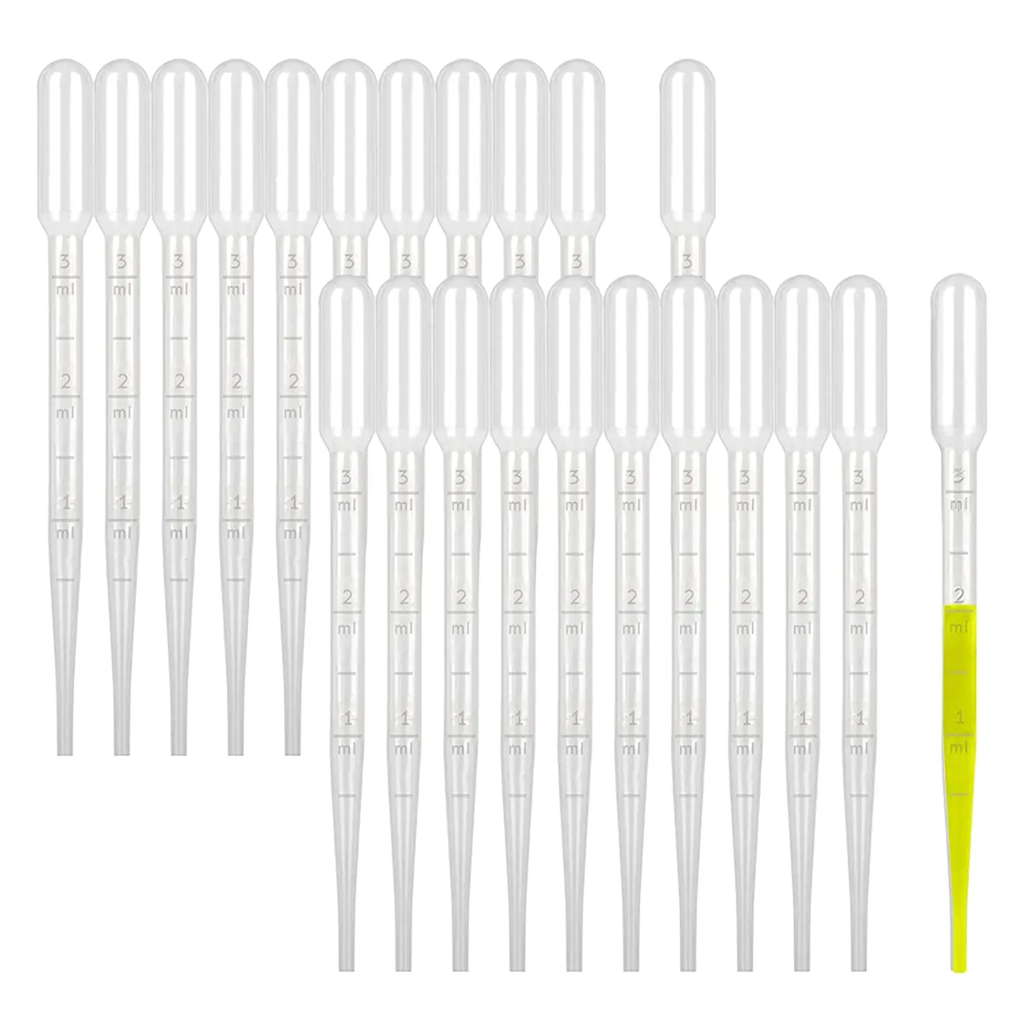 Pipent de Laboratoire en Plastique de Poulet Gradué Pasteur Compte-Gouttes, Outils de Maquillage en Polyéthylène, 0.2/0.5/1/2/3/5/10ml, 100 Pièces