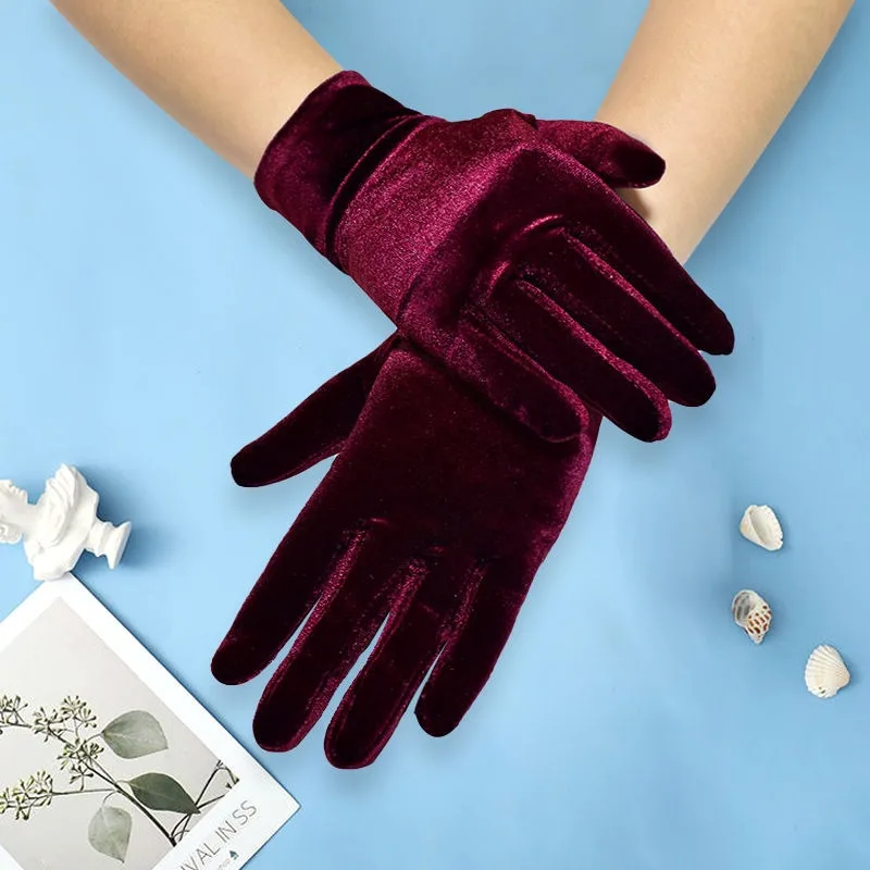 

Autumn Winter Warm Velvet Gloves Solid Color Driving Goves Fashion Etiquette Mittens Quality Elastic Outdoor Velvet Gloves