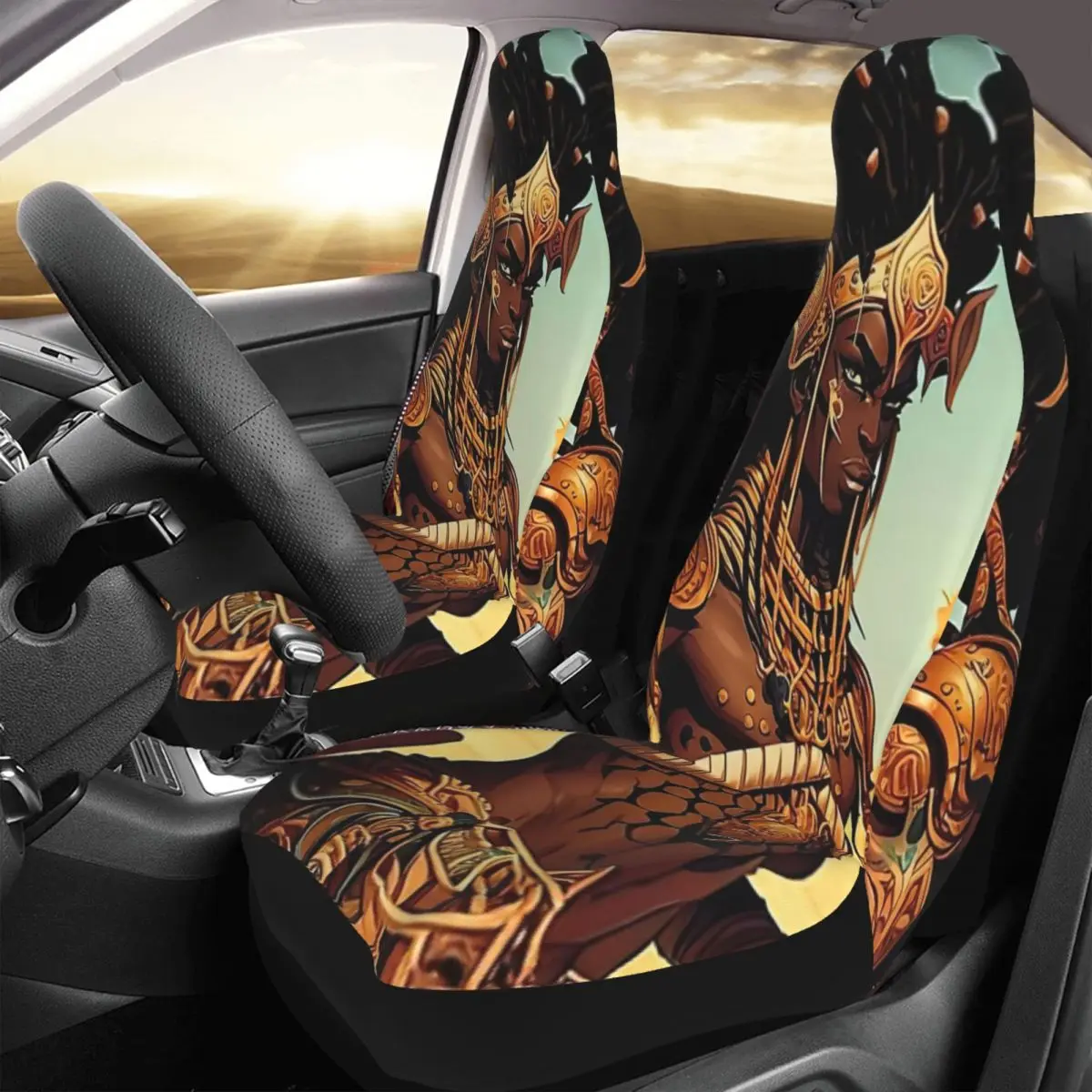 

Anime Style African Warrior In The Desert. Car Seat Cover Custom Printing Universal Front Protector Accessories Cushion Set