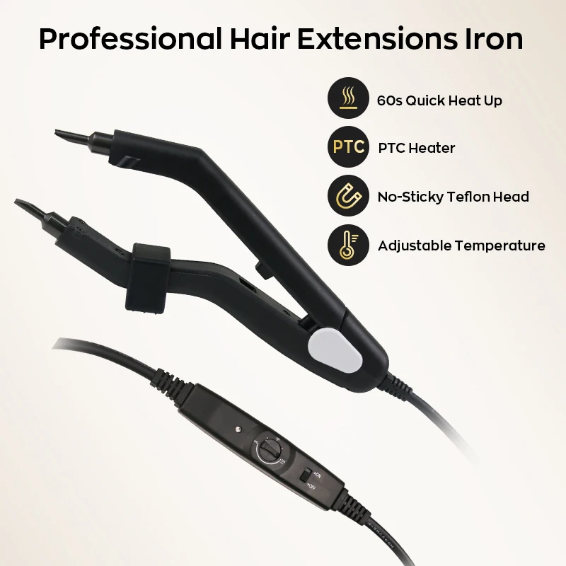 

Hair Extensions Tool with Adjustable Temperature PTC Heater Fast Bonding & Melting for Fashion-Conscious Women DIY Hair Experts
