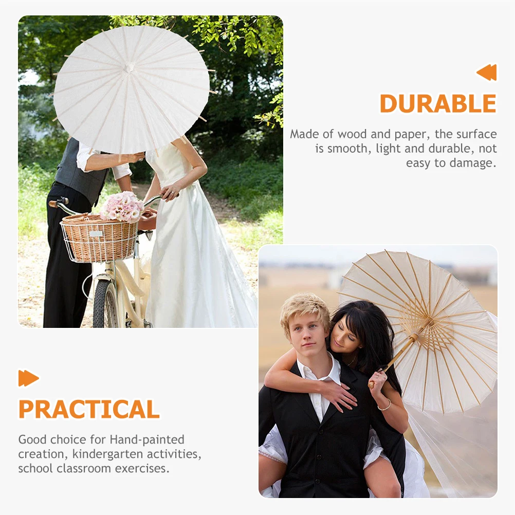 

Hand Painted Diy Wedding Decoration Blank Oil Paper Umbrella White Parasol Craft Supplies s Art Projects Wood Surface