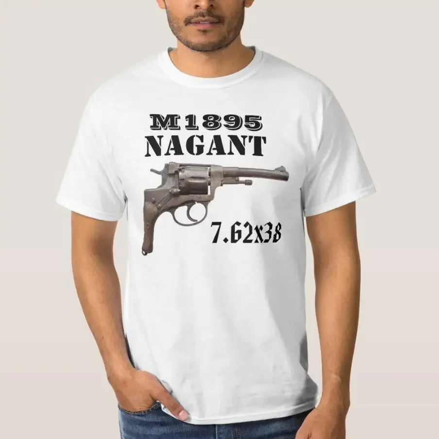 Revolver M1895  Gun  T-Shirt Short Sleeve Casual 100% Cotton O-Neck Summer Men Shirts