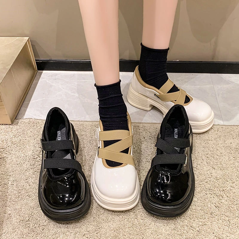 Mary Jane Woman Fashion Shoes New Spring And Autumn Japanese Pu Leather Casual Mid Heel Platform Jk Uniform Lolita Shoes