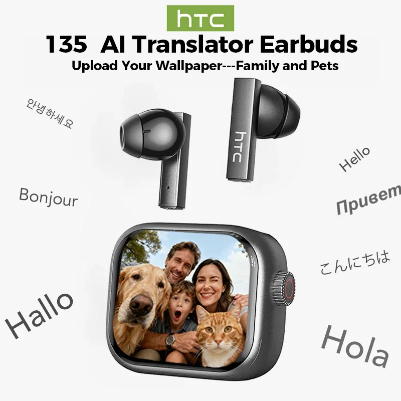 【Обои на заказ】HTC NE40 Наушники Bluetooth V6 TWS Спортивные AI-переводчики Наушники с шумоподавлением Беспроводные наушники с микрофоном