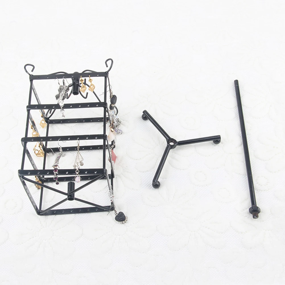 

1Pcs Square Iron Jewelry Display Rack Rotating Stand Household Jewelry Storage Holder Practical Organizer Bright Color