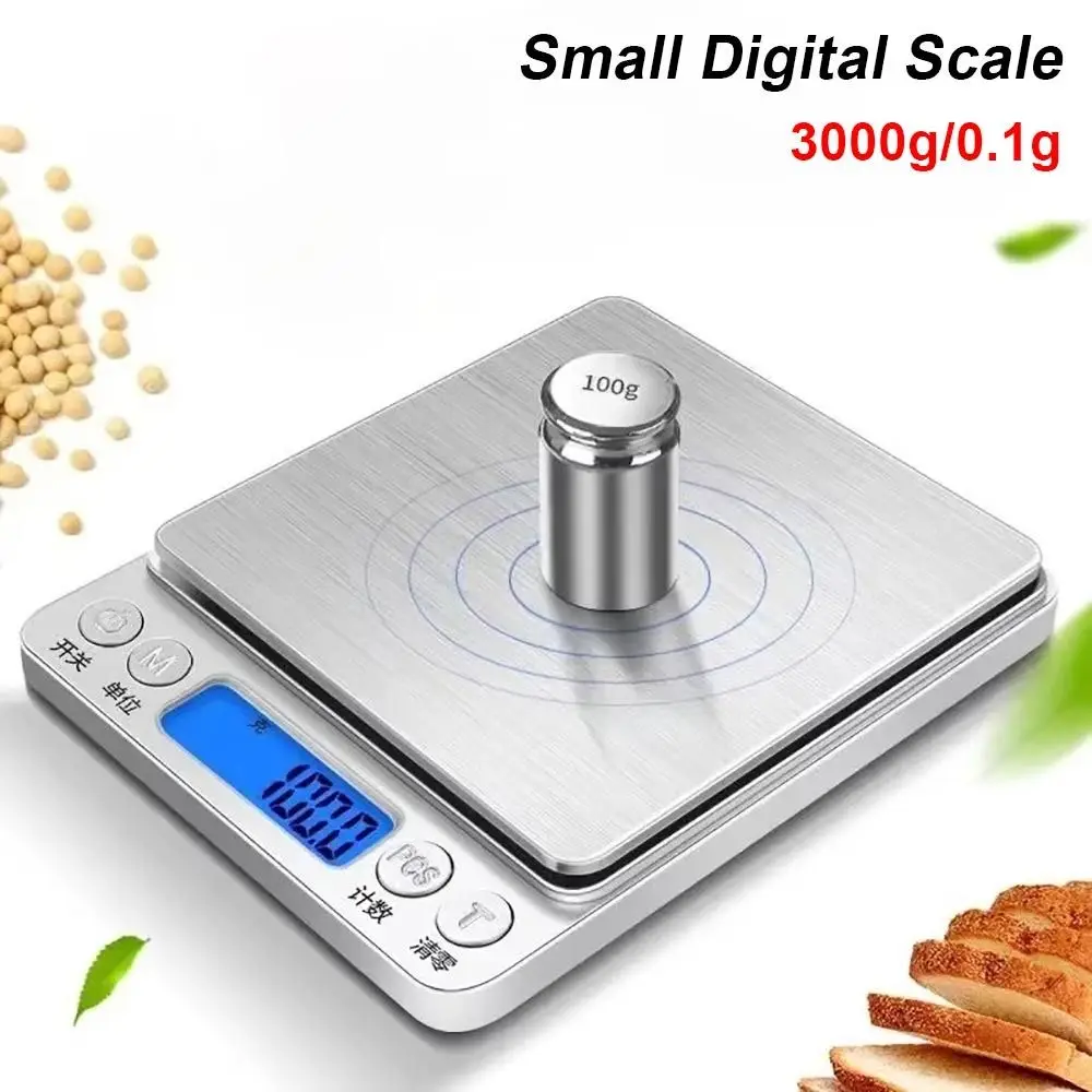 1Pcs 3000g/0.1g Kitchen Digital Scale Gram/Oz with Back-Lit Small Jewelry Scale Digital Weight LCD Display/Tare