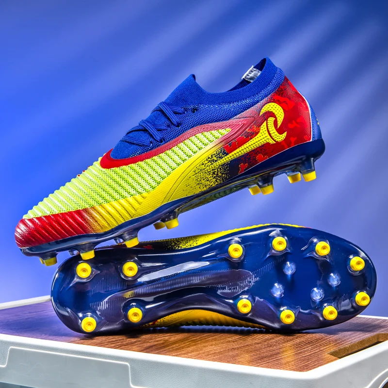 New Men Football Boots Outdoor Sport Boys Long Spikes Non Slip Breathable Match Training Cleats Soccer Shoes Adult Comfortable