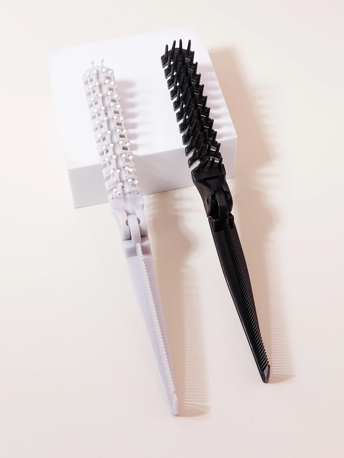 2pcs folding brush set, pocket comb, anti-static hair comb, double headed comb, portable travel comb
