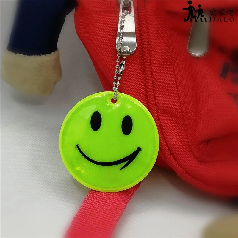 5CM Reflective Smile Face Keychain High Visibility Safety Keyring Bag Pendant for Night Walking Outdoor Personal Safety