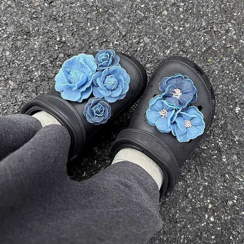 DIY Handmade Fabric Shoe Flower Shoe Charms for Clogs Accessories DIY Shoe Buckle Slide Sandal Garden Shoe Buckle Decoration