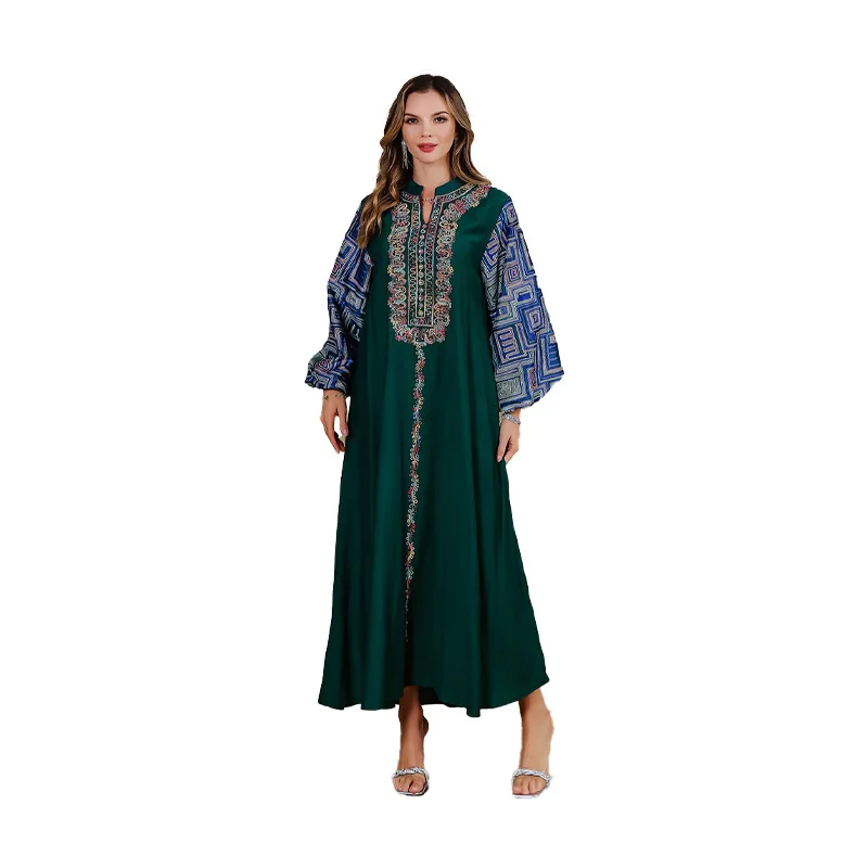 Luxe Dubai Vrouwen Moslim Jurk Borduren Kralen Kaftan Turkije Caftan Gewaad Femme Musulmane