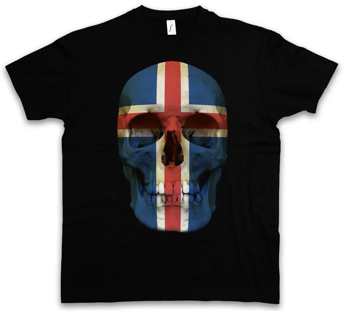 CLASSIC ICELAND SKULL FLAG T-SHIRT - Biker MC Banner Shirt Sizes S - 5XL