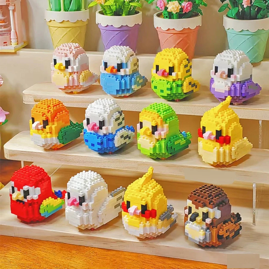 

Creative DIY Cartoon Cute Birds, Parrots, Sparrows, Animal Building Blocks, Bird Assembly Model Toys, Home Decoration Gifts