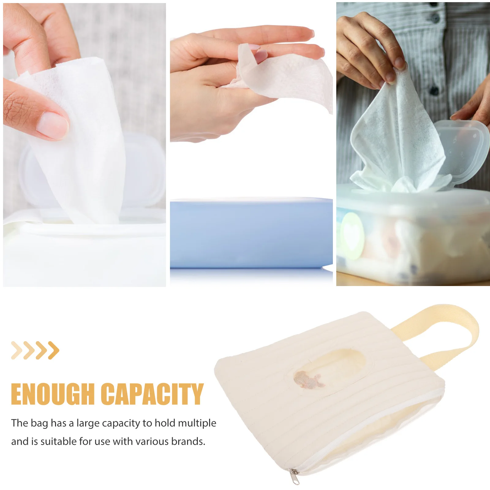 

Cute Bunny Wet Dispenser Bag Reusable Portable Tissue Case for Baby Diaper Travel Large Capacity Refillable Wipe Container Pouch
