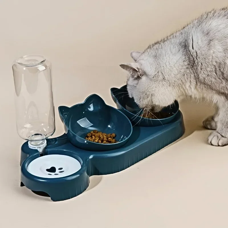 2 in 1 Pet Bowl 15 Degrees Tilt To Cervical Vertebrae Dog Water Food Bowl Automatic Drinking Feeder Pet Feeding Supply