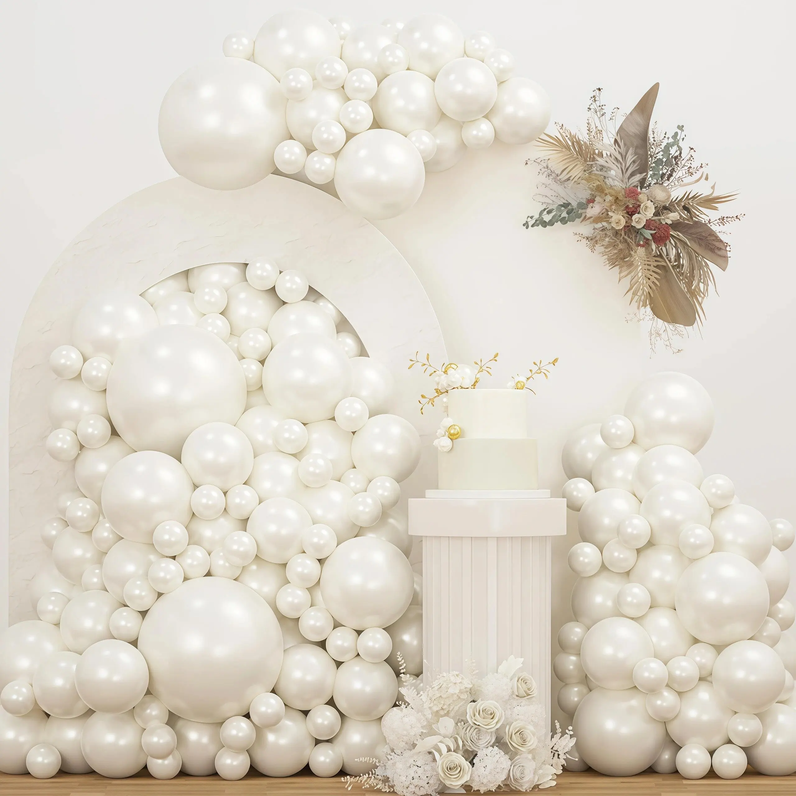 58-teiliges perlweißes Ballonbogen-Set für Geburtstagsfeier, Hochzeit und Jahrestag, Premium-Party-Dekoration für Weihnachten