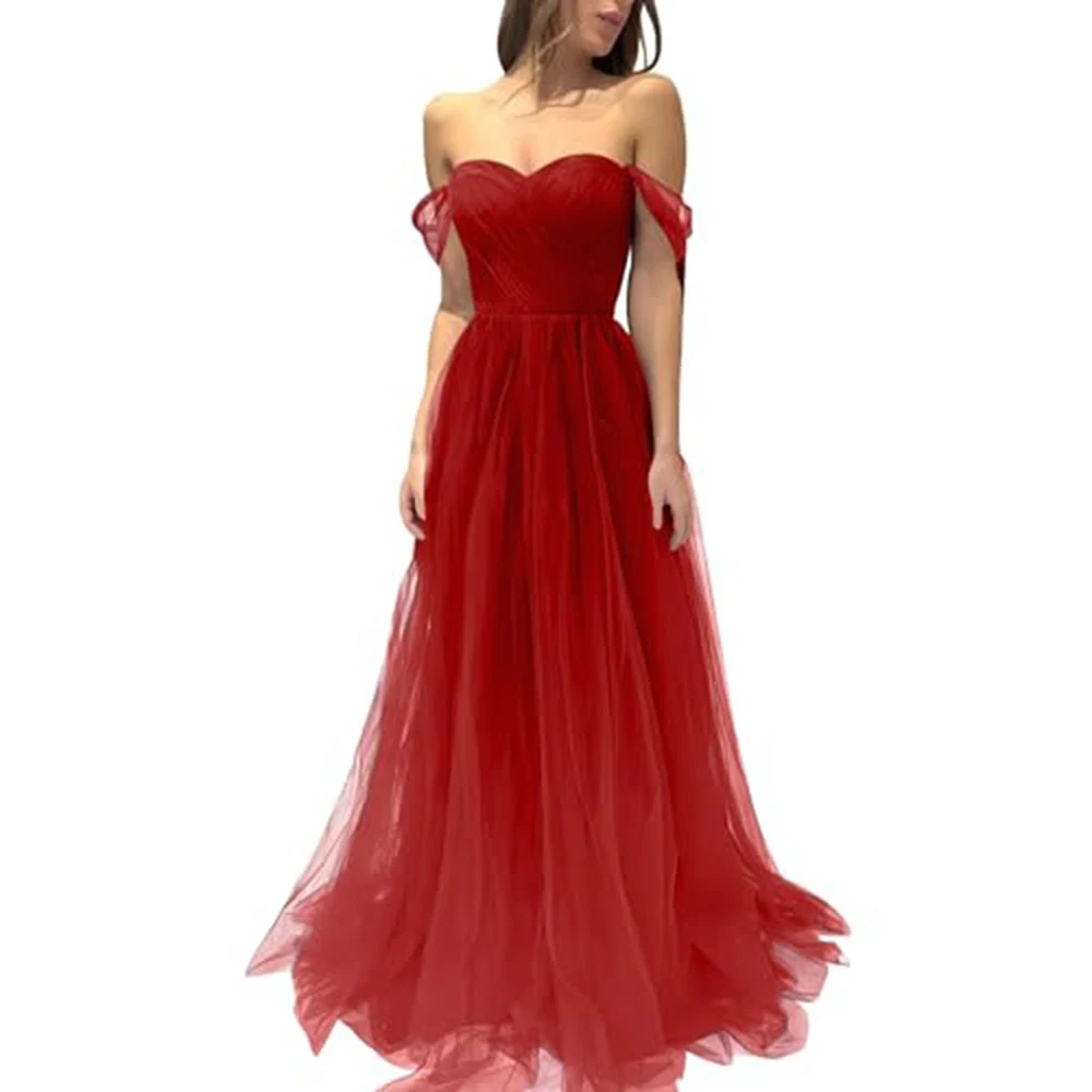 

Soft Gauze Formal Dress A-Line Cold Shoulder Backless Floor Length Gown for Banquet Party Prom Cocktail Party Formal Evening
