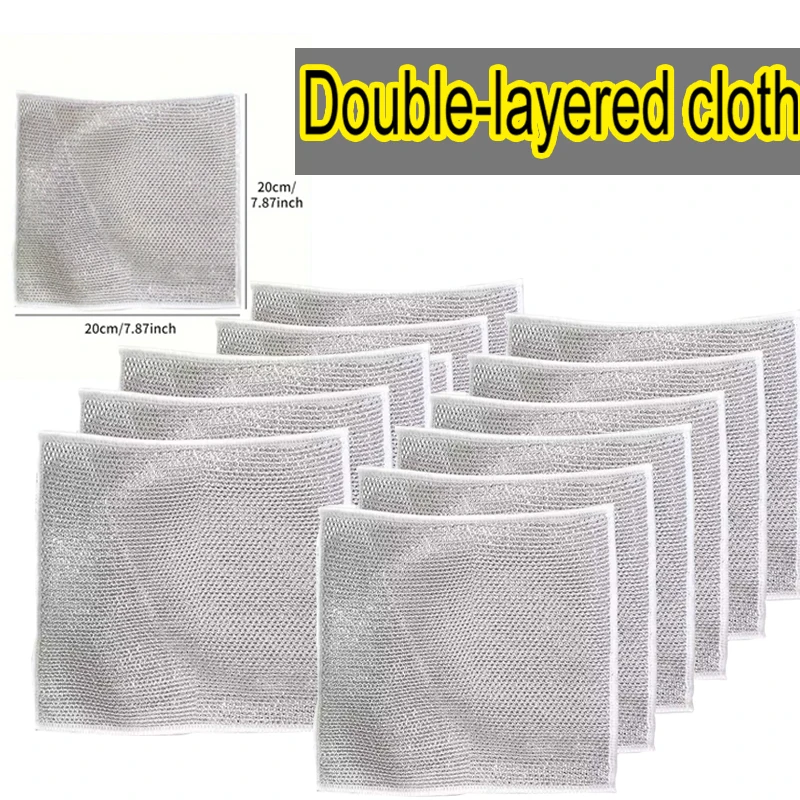 

Wholesale Metal Steel Wire Rags Cloth Home Kitchen Pot Pan Dishwashing Double-sided Dishcloth Cleaning Cloths Towel Scrubber Rag