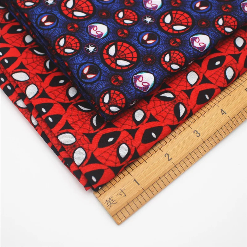 Half yard 45X145cm super hero Print Polyester cotton deadpool fabric Hat sofa ​mask Handmade DIY Hair accessories F1431