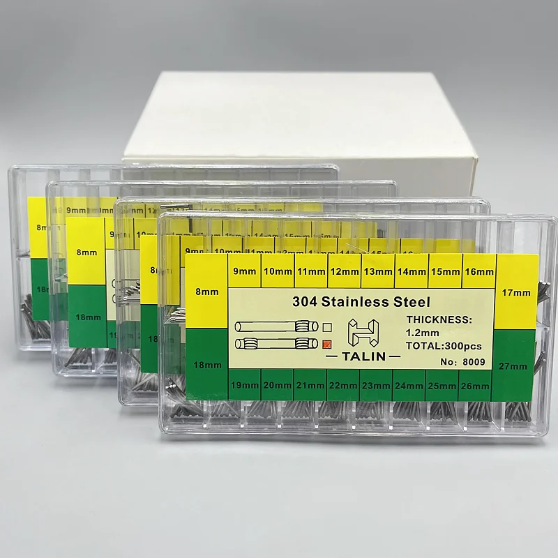 300 peças 0.9-1.2mm pulseira de relógio de aço inoxidável pulseira tubo barra de fricção pinos de ligação peças de reposição acessório de reparo de relógio