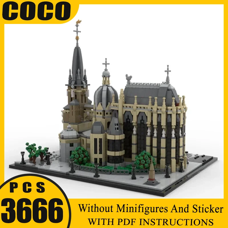 

Moc Building Block Modular Cathedral Model Technology Brick DIY Assembly City Street View Castle Toy For Holiday Gift
