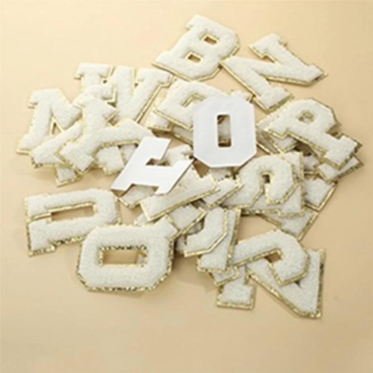 26 Piece Self Adhesive Chenille Letter Patches Varsity Letter Patches A-Z Glitter Iron on Alphabet Patches White