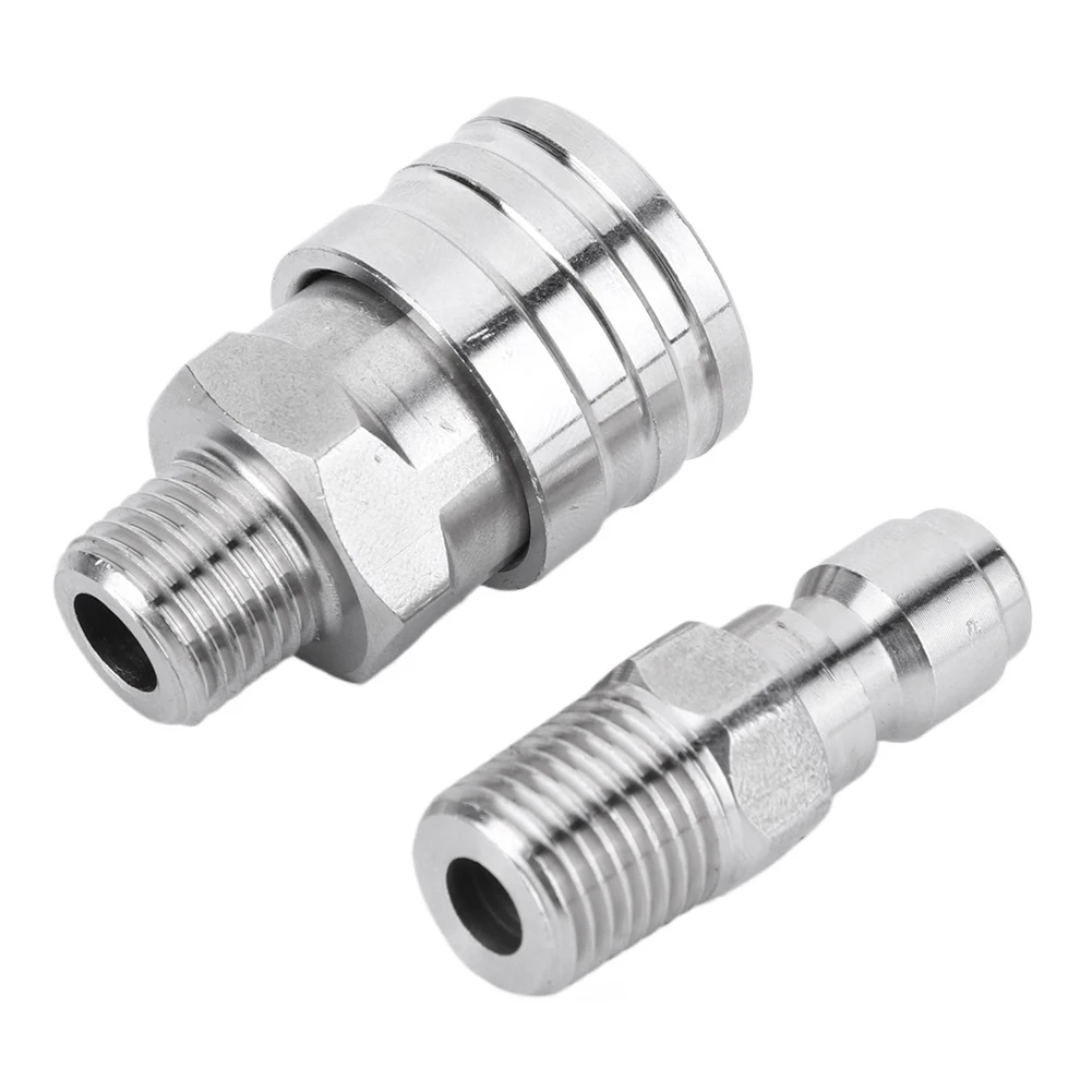 2Pcs 1/4 High Pressure Washer Quick Connector External Thread Pipe Hose Adapter 1/4 Inch Quick Connect Pressure Washer Fittings