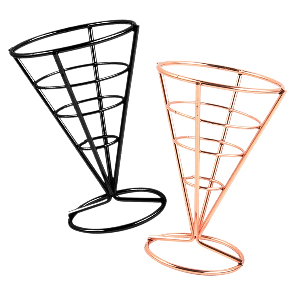

2 Pcs Cone Snack Holder French Fries Basket Appetizer Serving Racks Display Cups Stands American Style Food