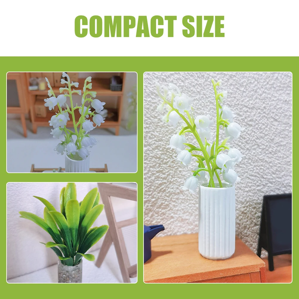 

4pcs Lily of The Plants Miniature Flower Decor for Dollhouse Home Office Indoor Garden Ornament Mini Potted Plant