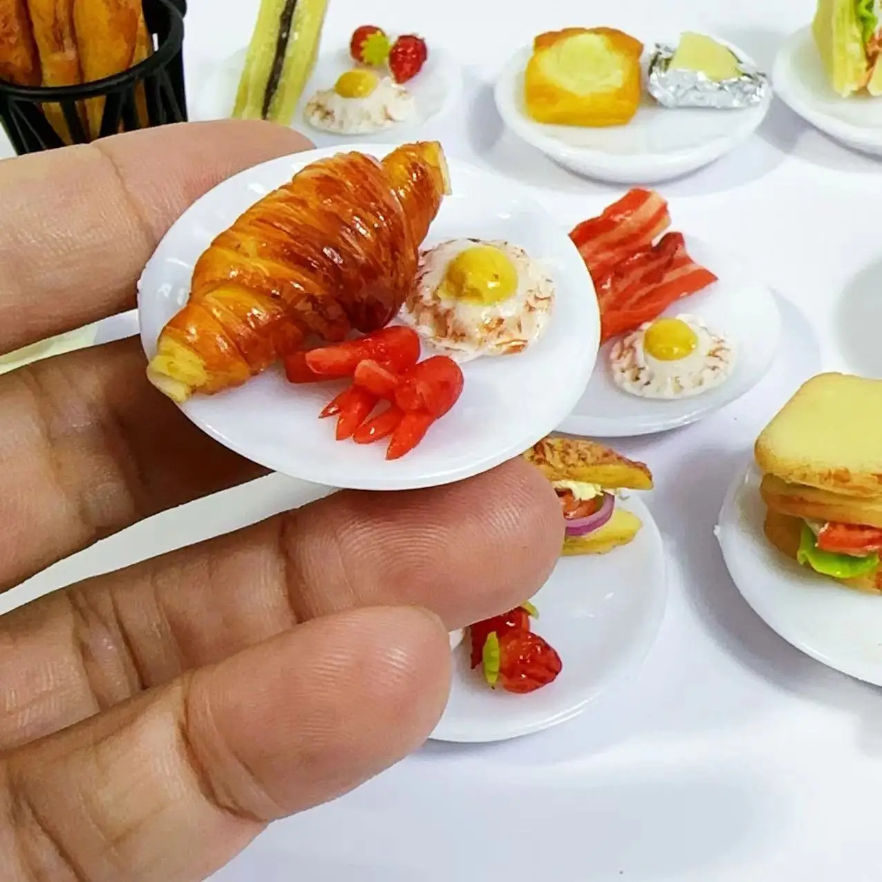 Ensemble de petit-déjeuner sandwich l'inventaire fait à la main avec des créateurs, nourriture pour Butter House, mini cuisine, accessoires de course de jouets, nouveau, 1/6