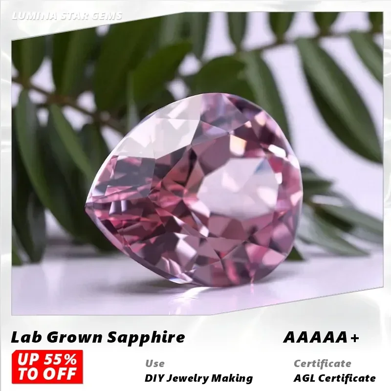 

L-Sunrise Pink Pear Cut Lab Grown Sapphire Loose Gemstone With Certificate Pass Diamond Tester For Jewelry Diy Making