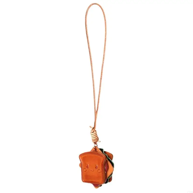 Delightful Sandwich Inspired Leather Clip Handmade Leather Purse Charm Perfect Present For Birthdays Holidays