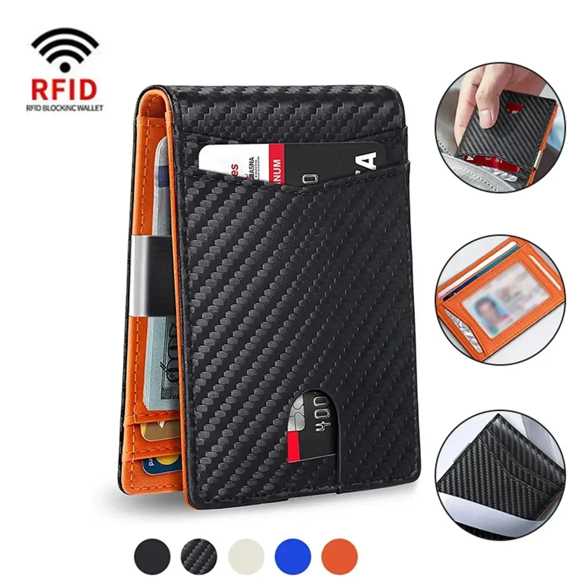 Carbon Fiber Business Card Holder Luxury Card Wallet Credit Cardholder ID Holders Slim Mini Money Clip Billfold Festival for Men