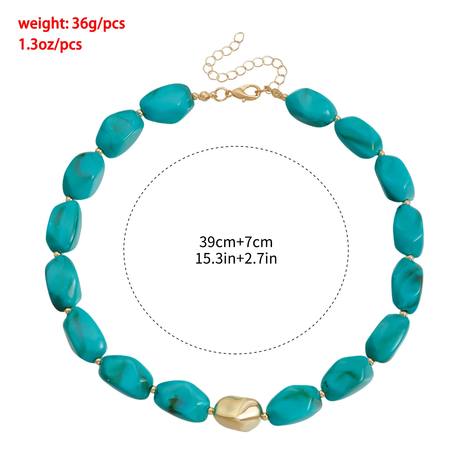Cross border jewelry ink dyed flat oval resin necklace, light luxury collision gold personalized trendy collarbone chain