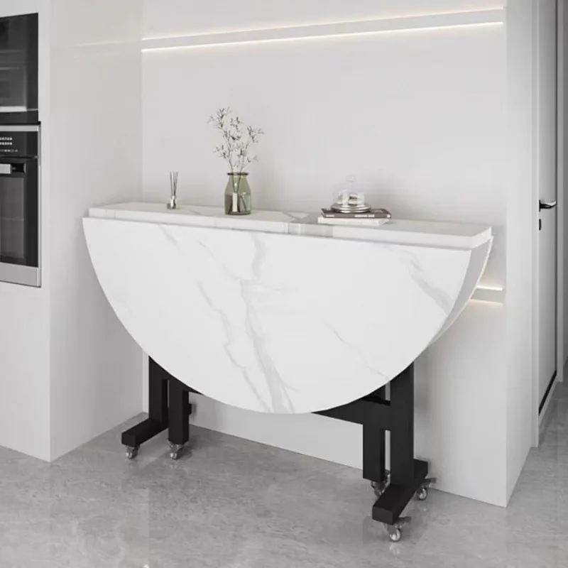 Folding round table household small apartment foldable dining simple 10 people dining table movable large round