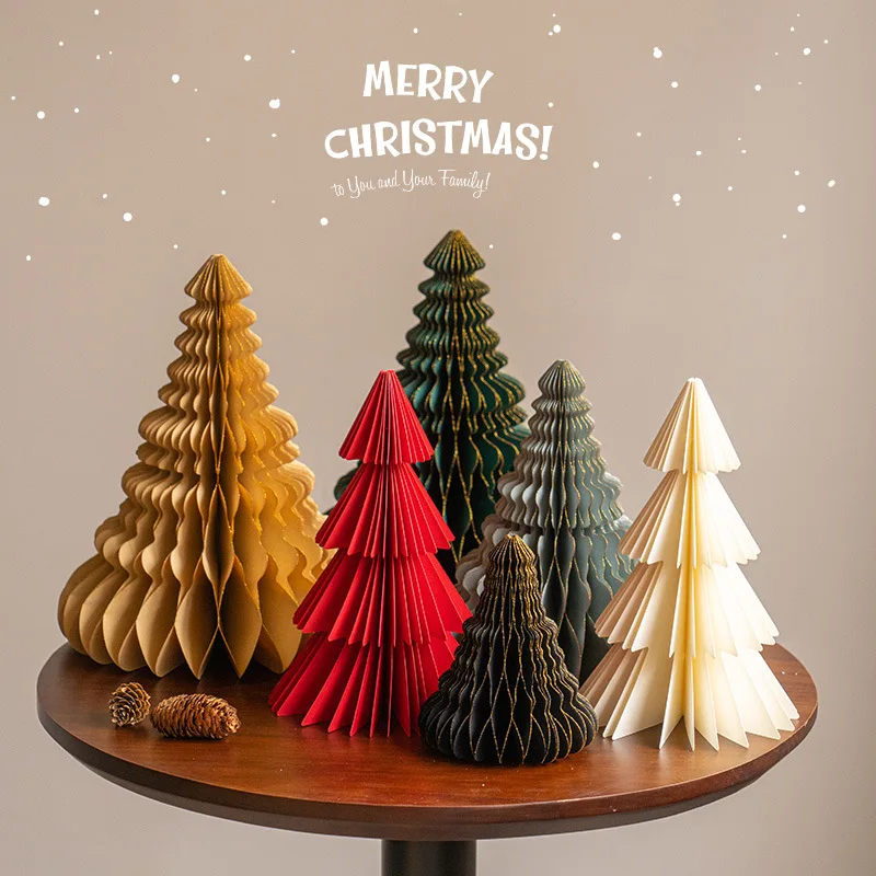 

Nordic Style Variety of Styles 2025 New Mini Christmas Tree Ornaments Diy Paper Honeycomb Christmas Tree Desk Christmas Gift