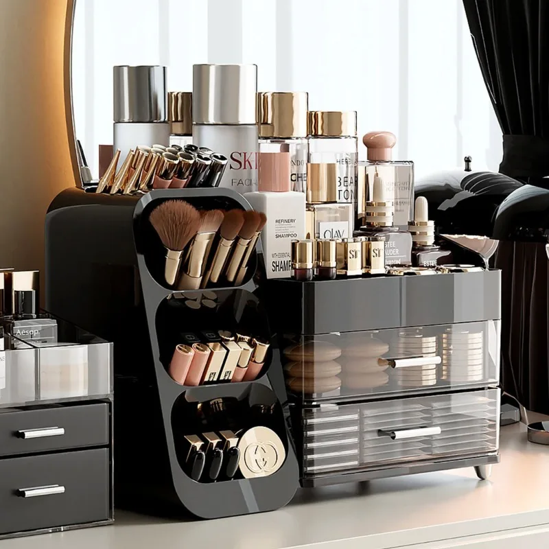 Desktop Cosmetics Storage Box, Dressing Table, Skincare Products, Eyebrow Pencil Storage, Multi-Layer Storage Box Rack