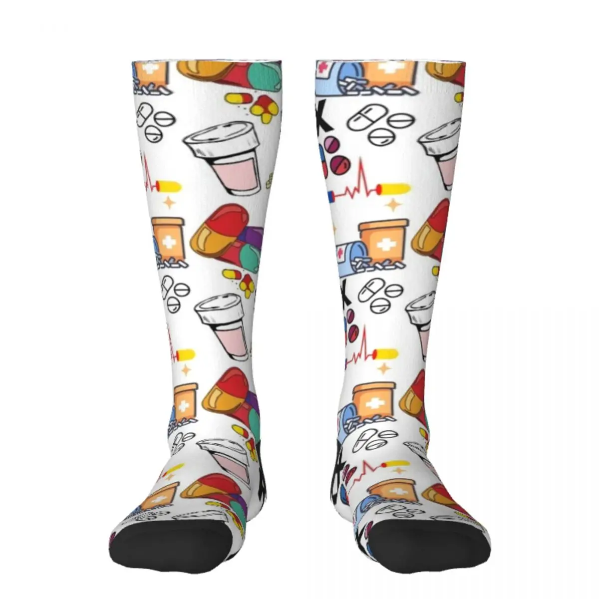 

Pharmacy Pattern Pills RX Socks Heating sock colored sports stockings new year Socks For Men Women's