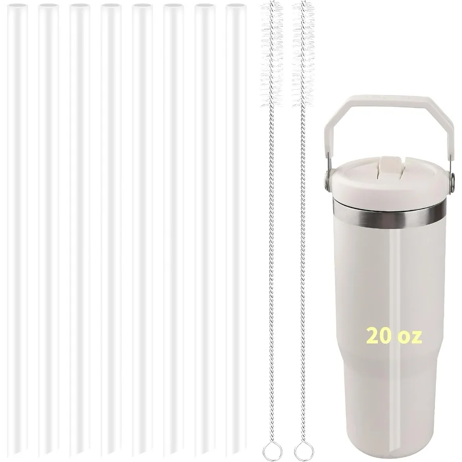 

8PCS Replacement Straws Compatible with Stanley IceFlow Flip 20oz Tumbler Food Grade BPAFree Reusable Straws with 2 Pack Cleani
