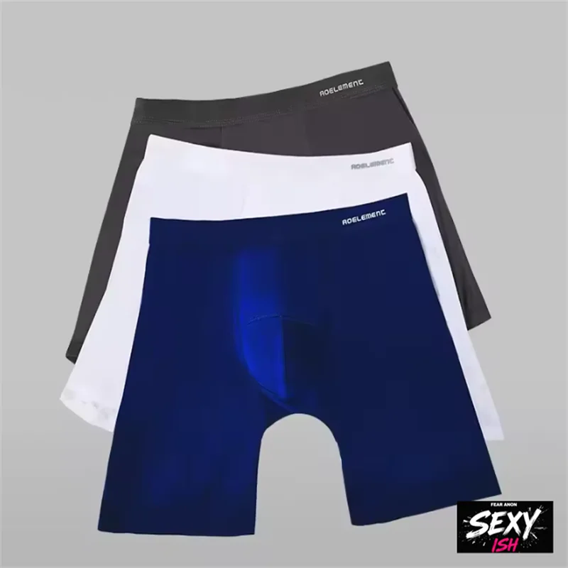 

3pc Men's sports extended leg underwear Modal boxers running anti-wear leg quick dry long boxers