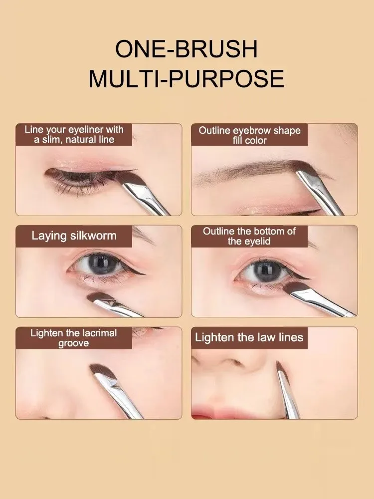 Lidschattenpinsel, ultradünn, Sichel, diagonal, Make-up, horizontale Seidenraupen-Augenbraue