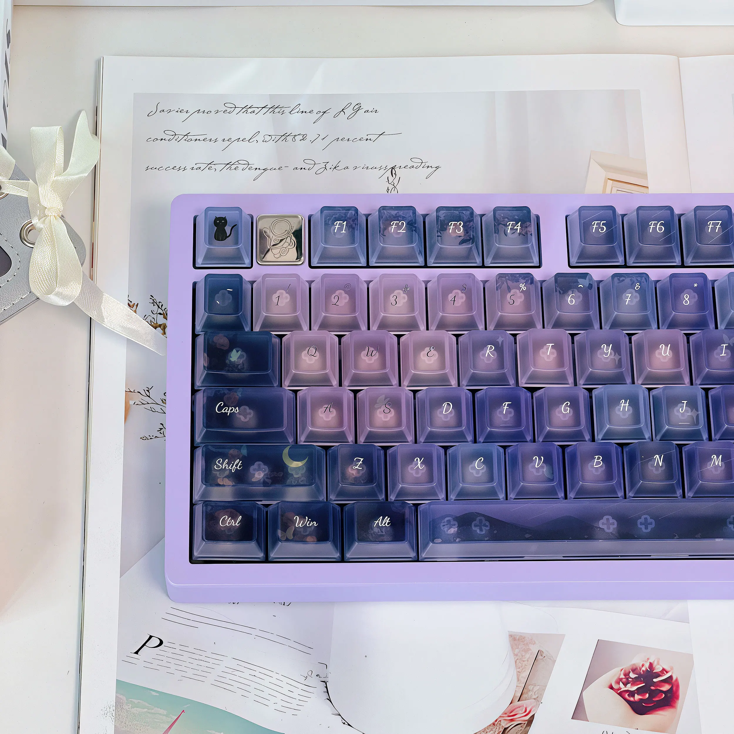 120 Keys The Midsummer Night's Dream Key Cap Transparent PC Keys Cap PBT Cherry Profile Keycaps for ANSI Made68 Mad68 Wooting 60