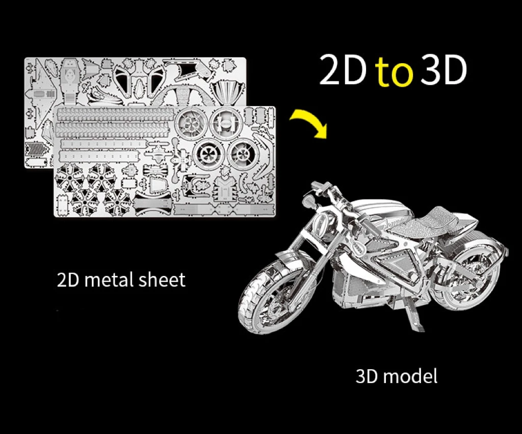 3D three-dimensional metal steel motorcycle jigsaw puzzle construction DIY hand-made puzzle model toy pendants