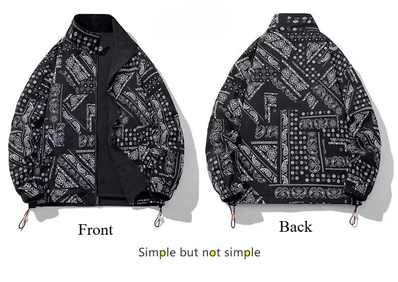 Bandanna Men's Windbreaker Jackets Spring Summer Reversible Varsity Jackets Vintage Track Jacket Japanese Fashion Men Clothing