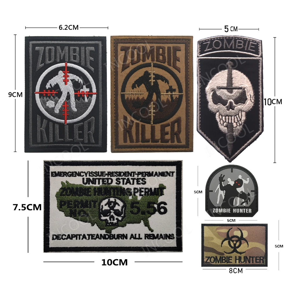 Haftowane naszywki Sniper Zombie Hunter Strip Appliqued PVC Rubber Decorative Chevron Skull Attach For Clothing Cap